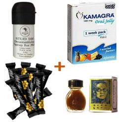 Stud 100 Spray retardant + 1 boite de Kamagra + Le petit chinois + 10 sachets de miel de Soudan